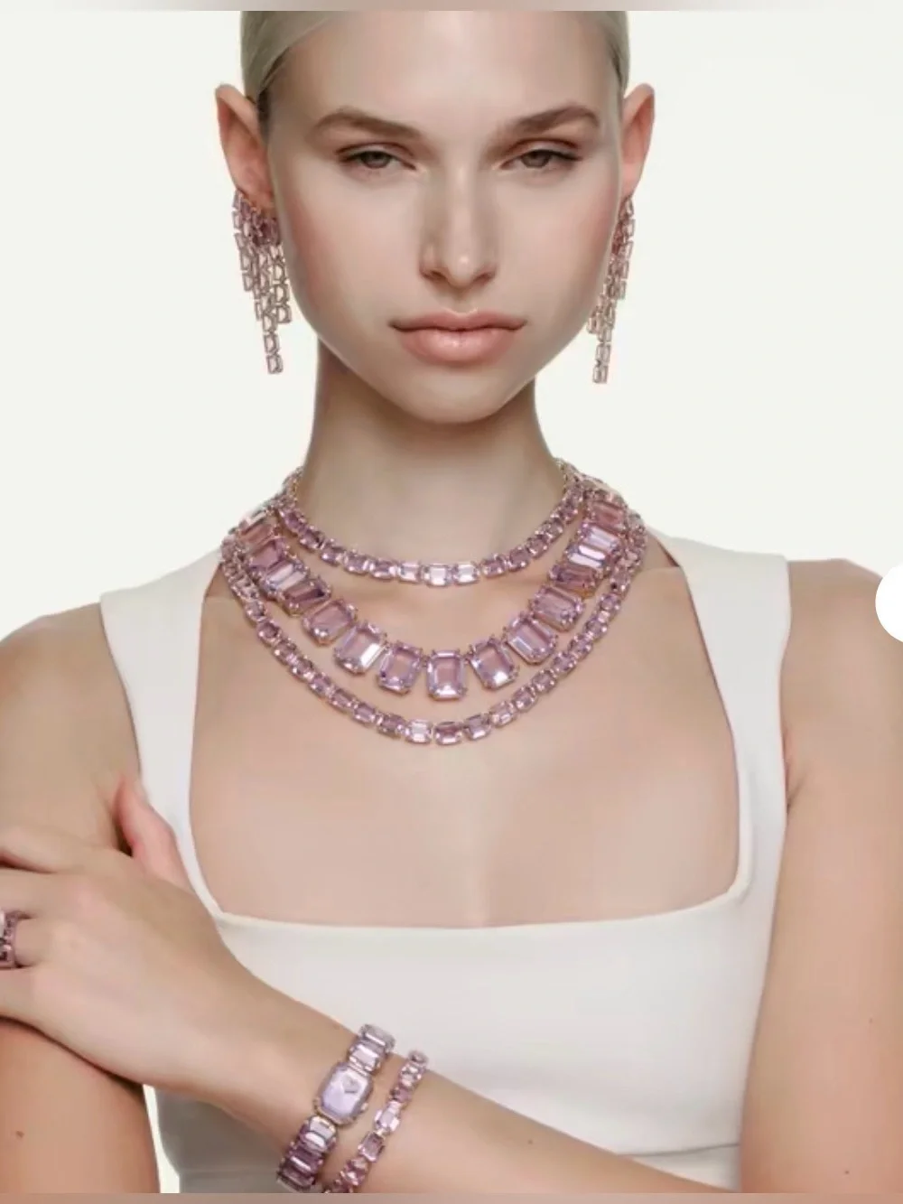 Swarovski Millenia Necklace in Purple on 18K Gold-Plated Chain